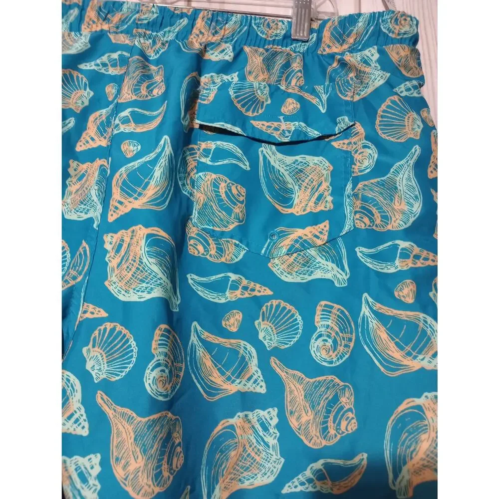 Club Room Swim‎ Trunks Mens 2XL Blue Seashell Print Quick Dry Shorts 7